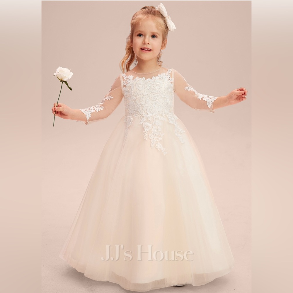 Floral Tulle Flower Girl Formal Dress